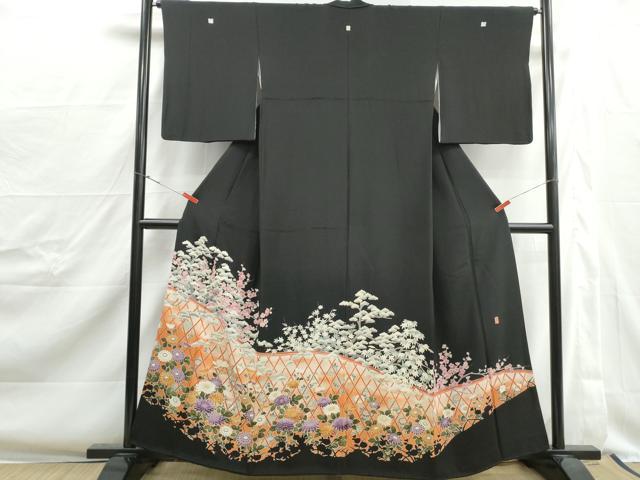 平和屋着物■豪華黒留袖 友禅 作家物 梅松花文 暈し染め 正絹 逸品 DABJ0380qa
