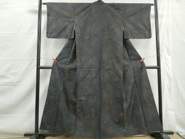 平和屋着物■本場大島紬 唐草花文 正絹 逸品 DABJ0393qa
