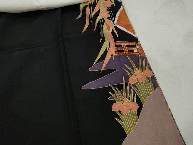 平和屋着物■豪華黒留袖 駒刺繍 飛鶴花鼓文 金彩 正絹 逸品 DABJ0396qa