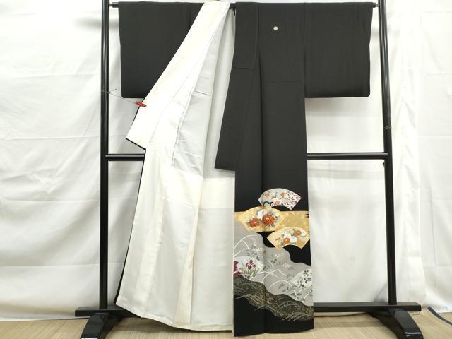 平和屋着物■豪華黒留袖 駒刺繍 地紙枝花文 金彩 やまと誂製 正絹 逸品 DABJ0400qa
