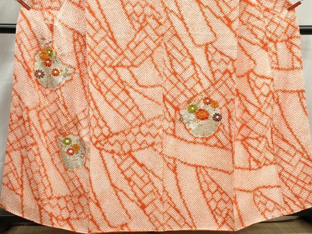 平和屋着物■訪問着 駒刺繍 絞り 草花文 金彩 正絹 逸品 DABJ0412qa