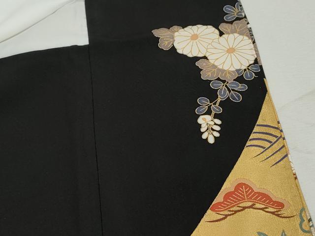 平和屋着物■豪華黒留袖 駒刺繍 束ね熨斗花鳥文 金彩 正絹 逸品 DABJ0418qa