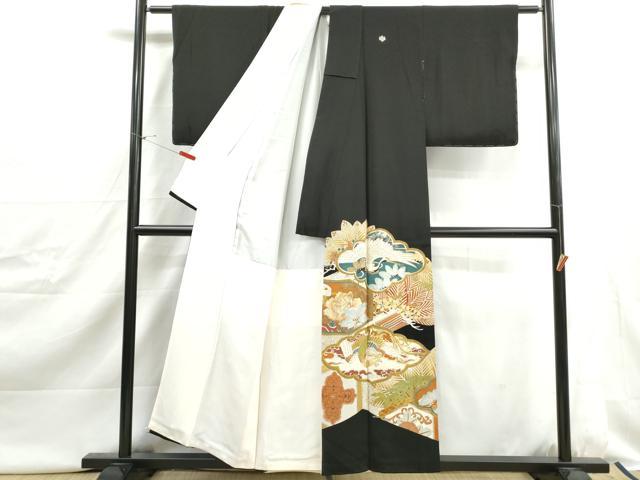 平和屋着物■豪華黒留袖 飛鶴花文 鳳凰 松竹梅 鶴 正絹 逸品 DABJ0432qa