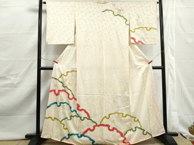 平和屋着物■訪問着 駒刺繍 雪輪花文 金彩 正絹 逸品 DABJ0442qa