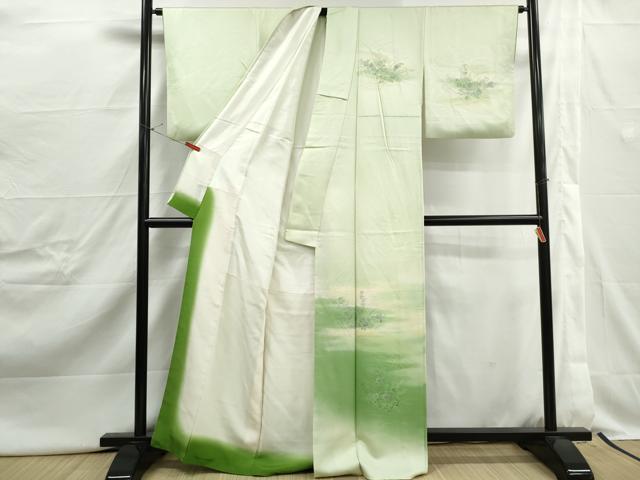 平和屋着物■訪問着 霞草花文 暈し染め 正絹 逸品 DABJ0445qa