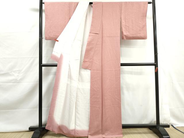 平和屋着物■上質な色無地 舞花地紋 紅梅色 正絹 逸品 DABJ0446qa