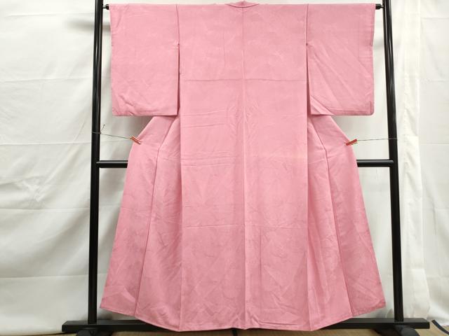平和屋着物■上質な色無地 乱菊地紋 紅梅色 正絹 逸品 DABJ0451qa