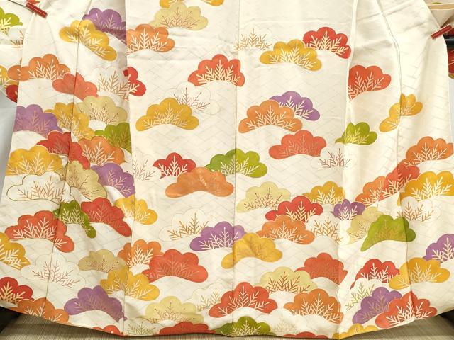 平和屋着物■豪華振袖 駒刺繍 松尽くし 金彩 正絹 逸品 DABJ0453qa