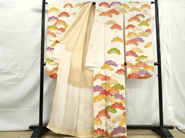 平和屋着物■豪華振袖 駒刺繍 松尽くし 金彩 正絹 逸品 DABJ0453qa