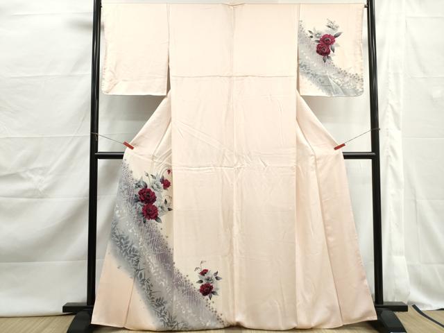平和屋着物■訪問着 草花文 暈し染め 銀彩 正絹 逸品 DABJ0467qa