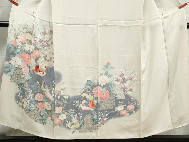 平和屋着物■訪問着 刺繍 風景鴛鴦花文 暈し染め 正絹 逸品 DABJ0470qa