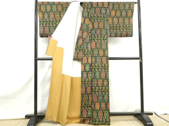 平和屋着物■上質な小紋 コプト文 鬼しぼ縮緬 正絹 逸品 DABJ0483qa