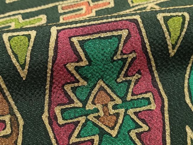 平和屋着物■上質な小紋 コプト文 鬼しぼ縮緬 正絹 逸品 DABJ0483qa