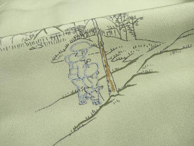 平和屋着物■上質な小紋 人物風景文 暈し染め 正絹 逸品 DABJ0509qa