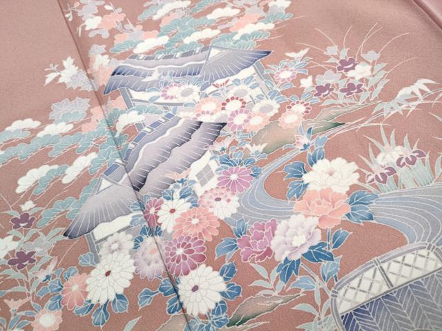 平和屋着物■訪問着 友禅 作家物 風景花文 松竹梅 正絹 逸品 DABJ0512qa