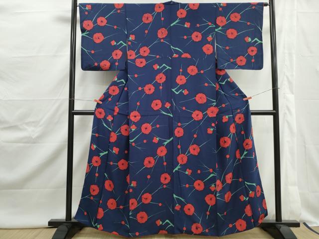 平和屋着物■上質な小紋 枝花文 正絹 逸品 DABJ0514qa