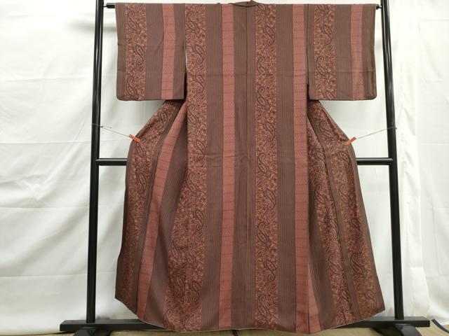 平和屋着物■上質な小紋 更紗花間道 正絹 逸品 DABJ0516qa