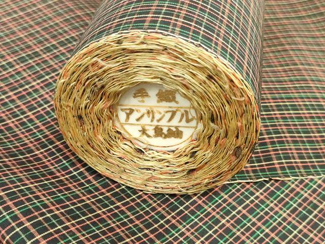 平和屋着物▼大島紬 反物 着尺 アンサンブル 格子 証紙付き 逸品 未使用 DABJ0556zy