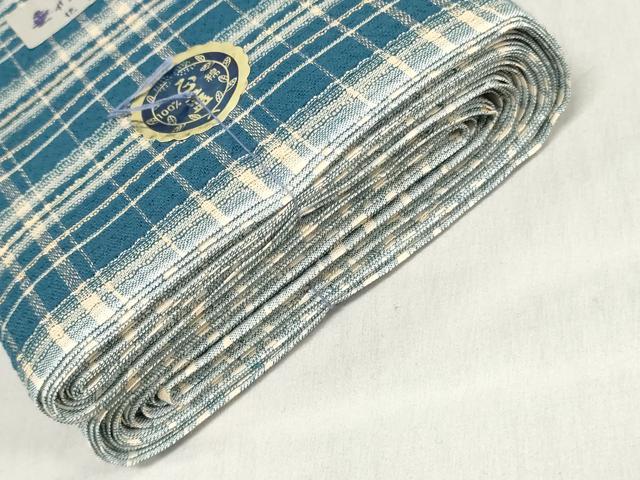 平和屋着物*夏物 阿波しじら織 浴衣 反物 着尺 正藍染 格子 証紙付き 綿 逸品 未使用 DABJ0614zy
