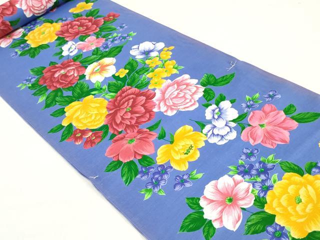 平和屋着物*夏物 ファッションデザイナー KENZO KIMONO 高田賢三 浴衣 反物 着尺 舞花文 綿 逸品 未使用 DABJ0621zy