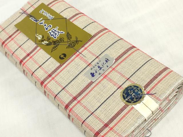 平和屋着物*夏物 阿波しじら織 浴衣 反物 着尺 正藍染 格子 証紙付き 綿 逸品 未使用 DABJ0647zy