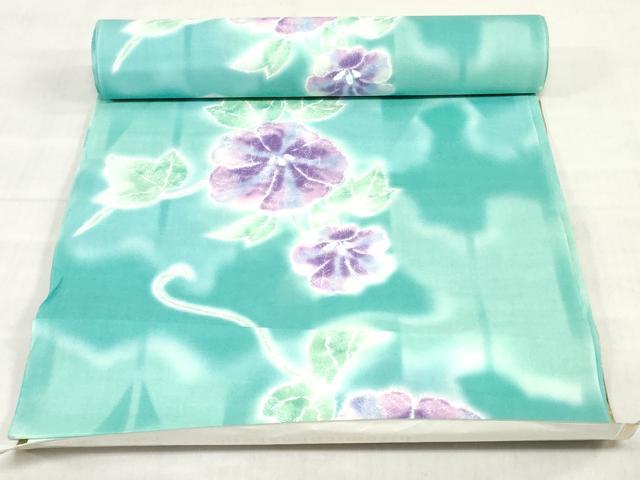 平和屋着物*夏物 浴衣 反物 着尺 nakano hiromiti 朝顔 クイーンサイズ 綿 逸品 未使用 DABJ0657zy