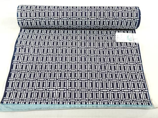 平和屋着物*夏物 浴衣 男性 反物 着尺 東京本染 幾何学文 綿 逸品 未使用 DABJ0663zy