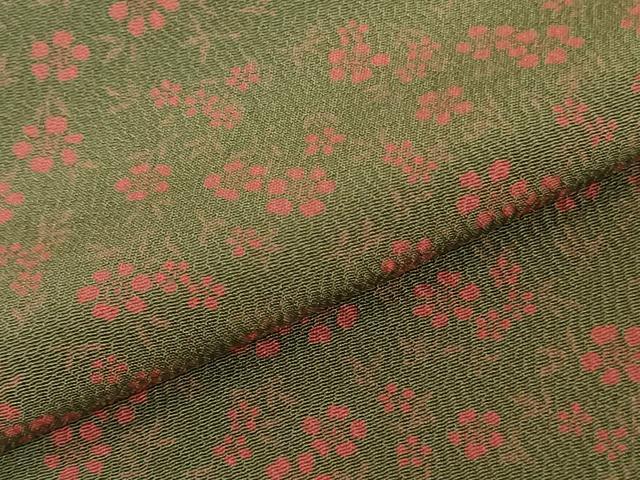 平和屋着物▼小紋 反物 着尺 草花文 逸品 未使用 DABJ0707zy