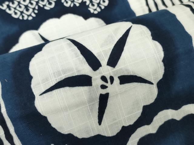 平和屋着物*夏物 世界的ファッションデザイナー 山本寛斎 kansaiブランド 浴衣 反物 着尺 注染 辨慶染 朝顔 綿 逸品 未使用 DABJ0765zy