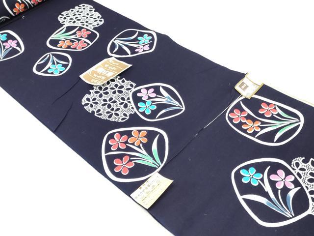 平和屋着物*夏物 浴衣 反物 着尺 注染 東京本染 助六染 草花文 綿 逸品 未使用 DABJ0772zy