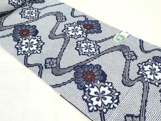平和屋着物*夏物 浴衣 反物 着尺 花菱文 綿 逸品 未使用 DABJ0792zy