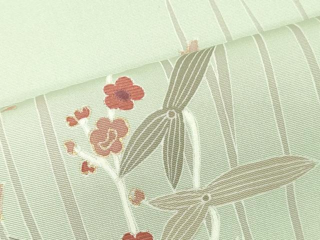 平和屋着物●塩瀬 名古屋帯 帯反物 刺繍 草花文 金彩 逸品 未使用 DABJ0828zy