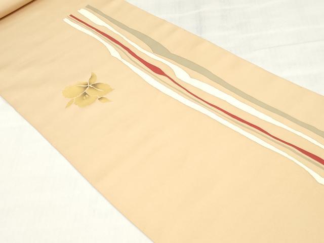 平和屋着物●塩瀬 名古屋帯 帯反物 舞花 金彩 逸品 未使用 DABJ0836zy