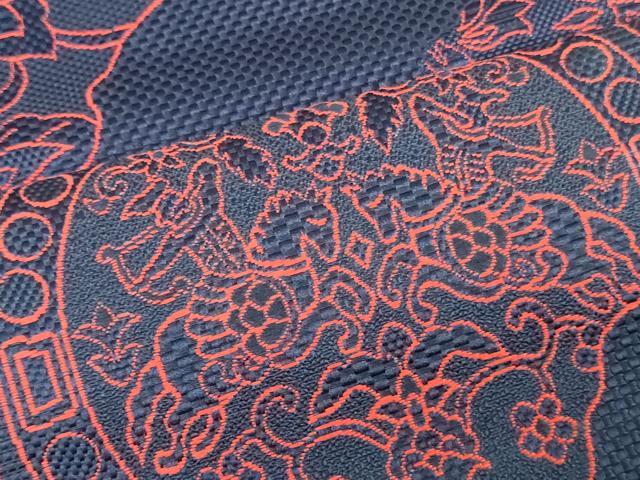 平和屋着物▼本場筑前博多織 名古屋帯 帯反物 狩猟文様 証紙付き 逸品 未使用 DABJ0847zy