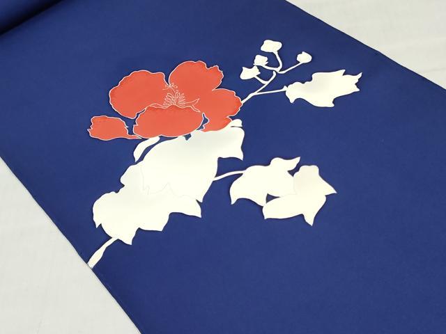 平和屋着物▼塩瀬 名古屋帯 帯反物 刺繍 草花文 逸品 未使用 DABJ0851zy