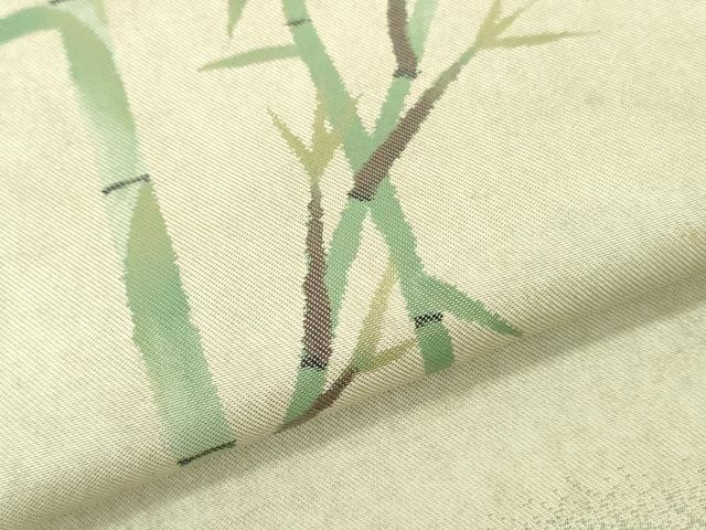 平和屋着物▼西陣 名古屋帯 帯反物 笹竹文 逸品 未使用 DABJ0853zy