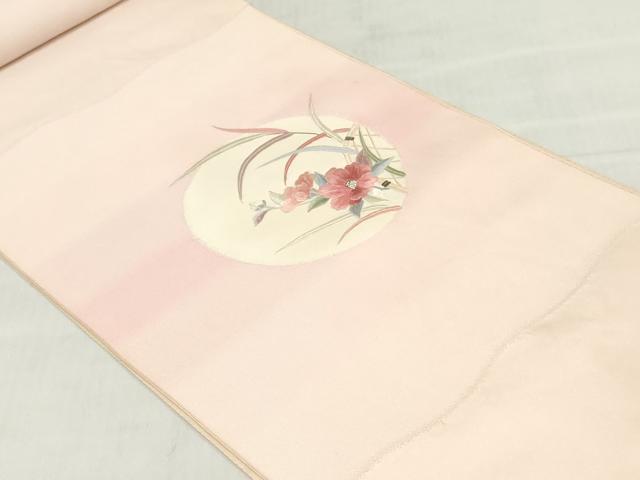 平和屋着物▼名古屋帯 帯反物 総刺繍 籬草花文 逸品 未使用 DABJ0855zy