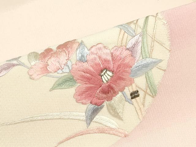 平和屋着物▼名古屋帯 帯反物 総刺繍 籬草花文 逸品 未使用 DABJ0855zy