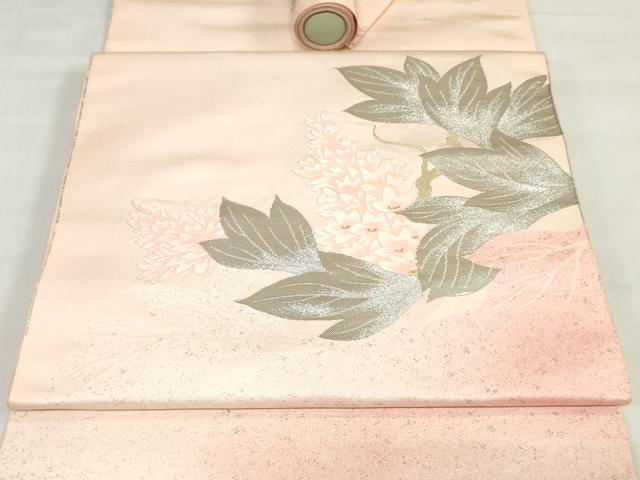 平和屋着物▼西陣 黒田織物謹製 名古屋帯 帯反物 草花文 金銀糸 証紙付き 逸品 未使用 DABJ0861zy
