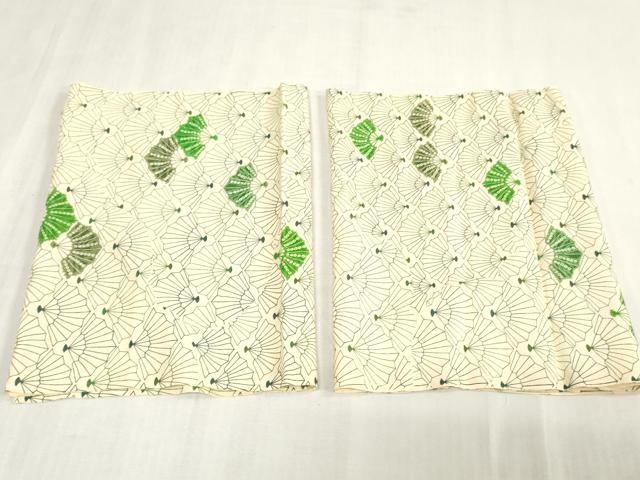 平和屋着物▼小紋 反物 着尺 裁断済み 扇面文 逸品 未使用 DABJ0887zy