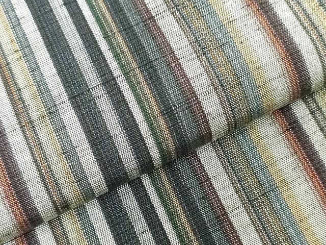 平和屋着物▼西陣 紬 反物 着尺 逸品 縞 証紙付き 逸品 未使用 DABJ0917zy