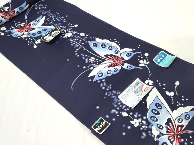 平和屋着物*夏物 世界的ファッションデザイナー 山本寛斎 kansaiブランド 浴衣 反物 着尺 注染 舞蝶文 綿 逸品 未使用 DABJ0921zy