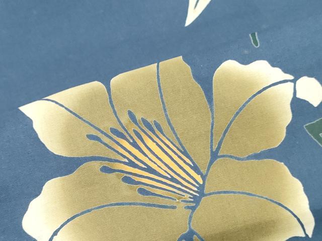 平和屋着物*夏物 世界的ファッションデザイナー 山本寛斎 kansaiブランド 浴衣 反物 着尺 注染 百合 綿 逸品 未使用 DABJ0922zy