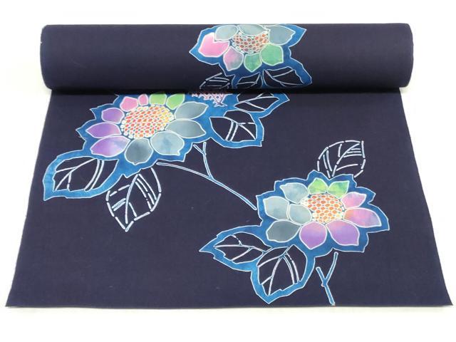 平和屋着物*夏物 浴衣 反物 着尺 注染 向日葵 ヒマワリ 綿 逸品 未使用 DABJ0930zy