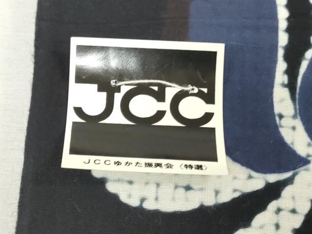 平和屋着物*夏物 ファッションデザイナー コシノジュンコ 浴衣 反物 着尺 注染 舞花文 黒地 綿 逸品 未使用 DABJ0942zy