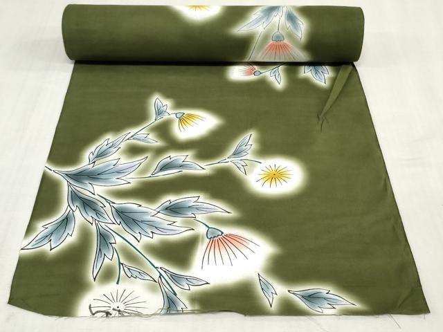 平和屋着物*夏物 浴衣 反物 着尺 草花文 逸品 未使用 DABJ0945zy