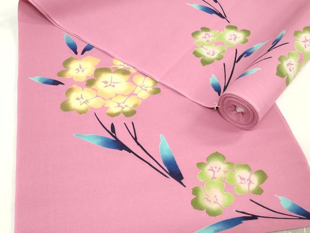 平和屋着物*夏物 浴衣 反物 着尺 注染 枝花文 クイーンサイズ 逸品 未使用 DABJ0949zy