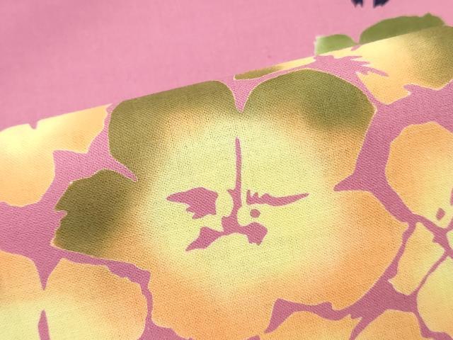 平和屋着物*夏物 浴衣 反物 着尺 注染 枝花文 クイーンサイズ 逸品 未使用 DABJ0949zy