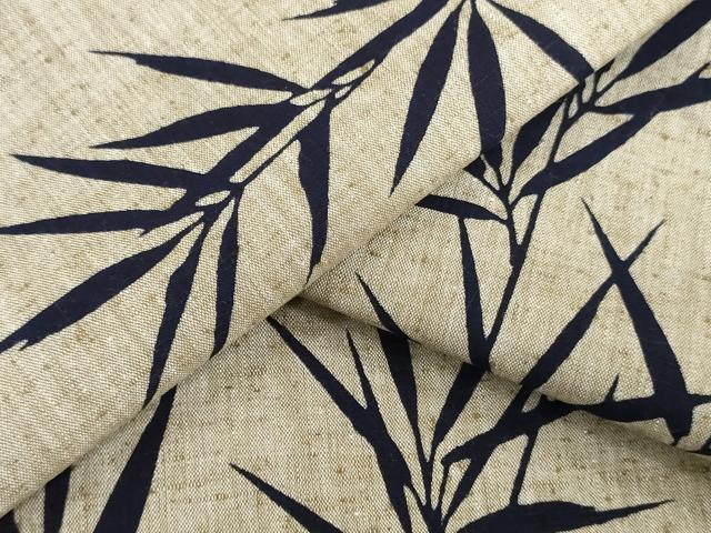 平和屋着物*夏物 浴衣 反物 着尺 注染 がくや好み染 笹の葉文様 綿 逸品 未使用 DABJ0954zy