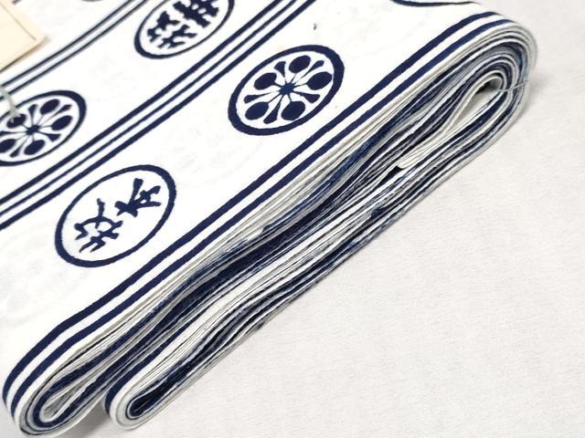 平和屋着物*夏物 浴衣 反物 着尺 注染 東京喜久染 花丸間道 文字文 綿 逸品 未使用 DABJ0956zy